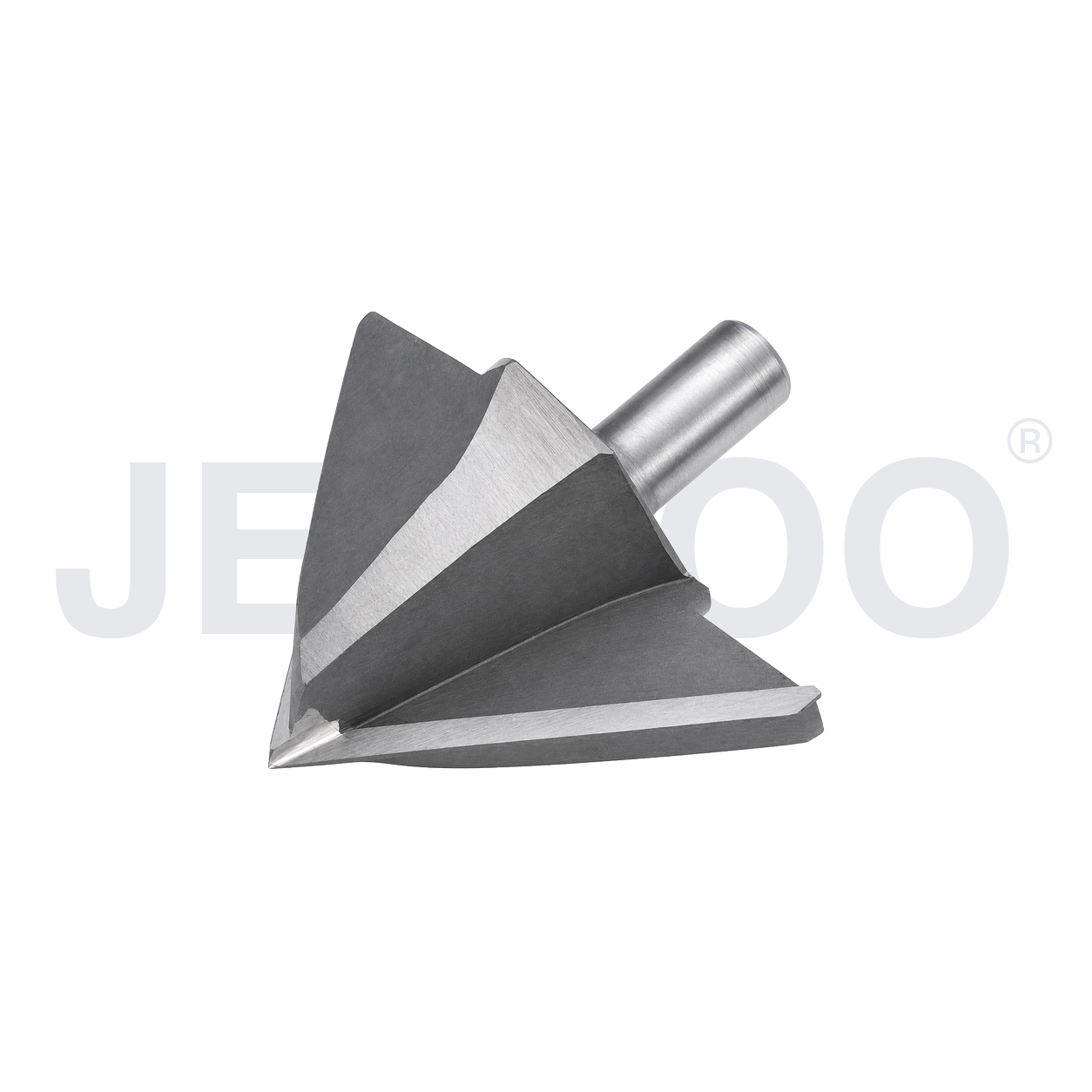 Large woodworking V groove router bit detail