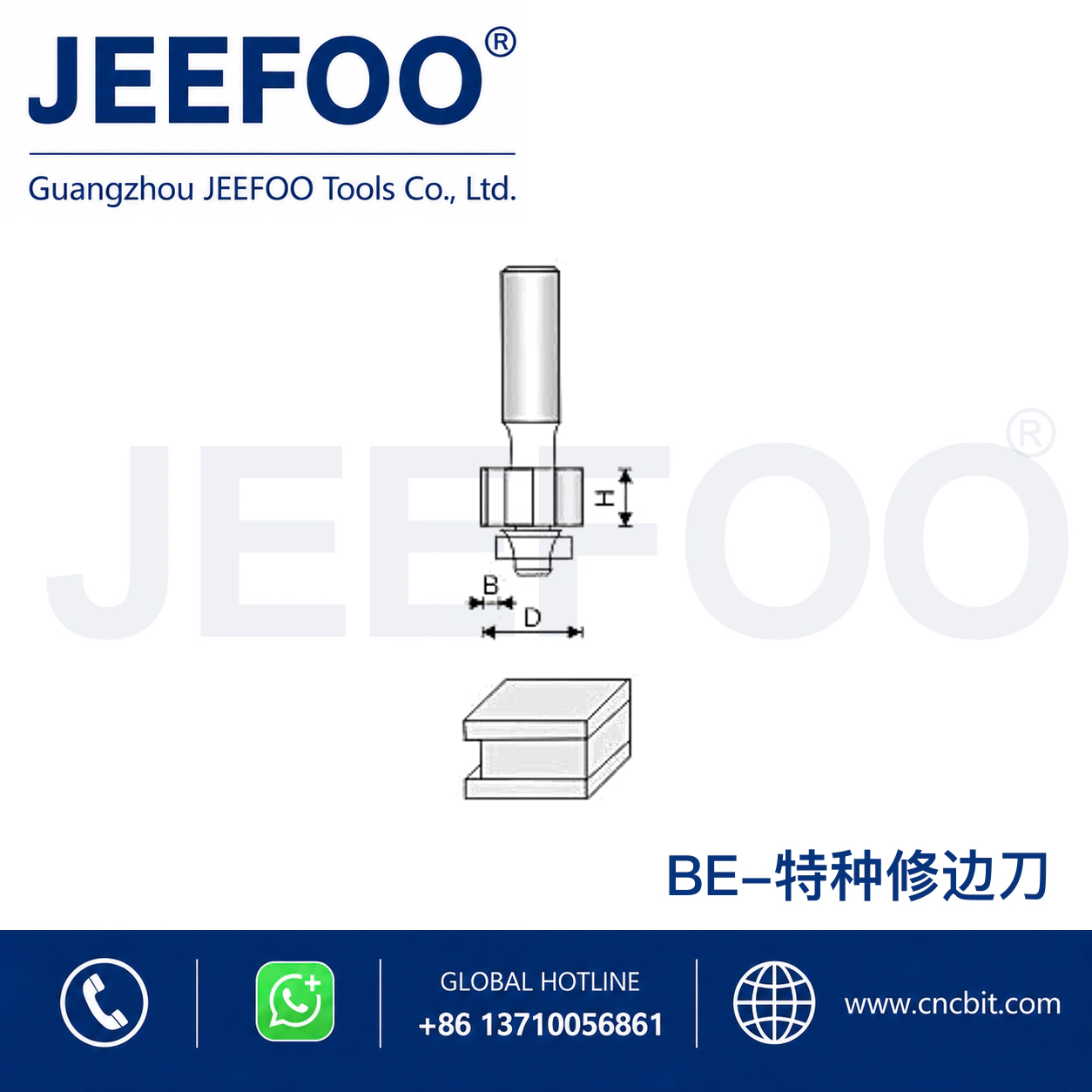 BE Bearing Guided Trimming Cutter schematic product image