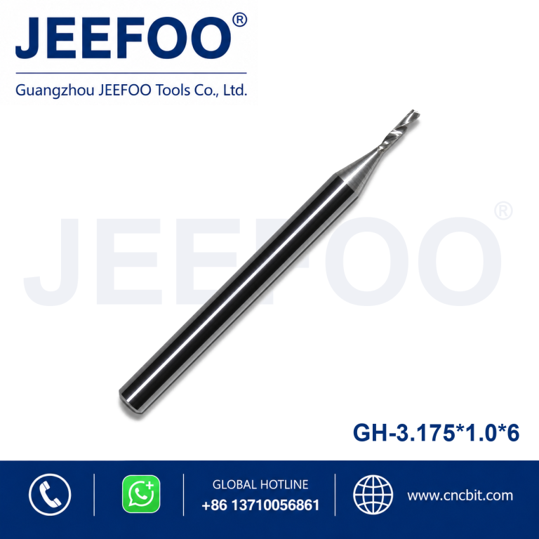 3.175x1.0x6 one/single flute spiral CNC router bits MDF. PVC Board, Acrylic product image