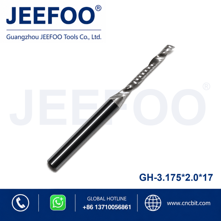 3.175x2.0x17 One Flute Spiral Bits for Acrylics, CNC Router Bit, Acrylic Tools product image