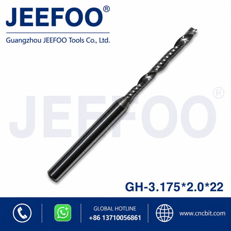 3.175x2.0x22 One Flute Spiral Bits for Acrylics, CNC Milling Cutters, PVC Mills,Acrylic Tools product image