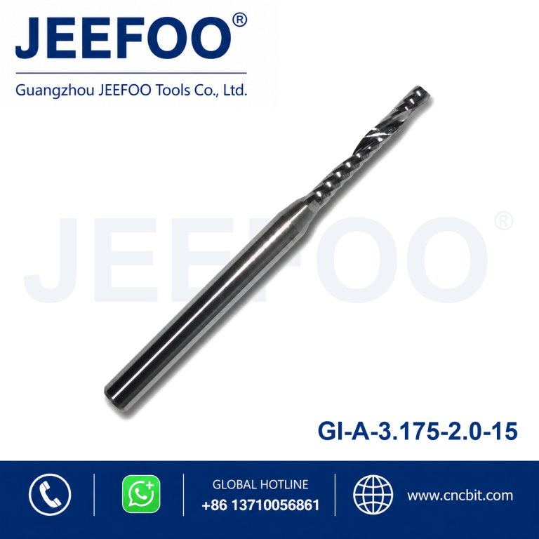 3.175x2.0x15 one/single flute spiral CNC router bits MDF. PVC Board, Acrylic product image