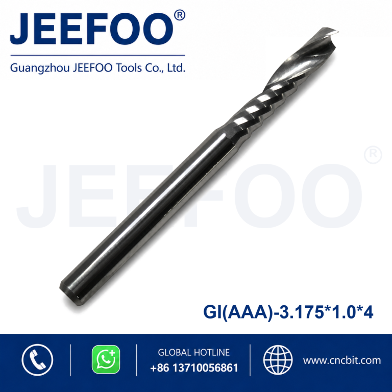 3.175x1.0x4 AAA High Precision One Spiral Flute Carbide Milling Cutter Burr-Free Acrylic Engraving Bit product image