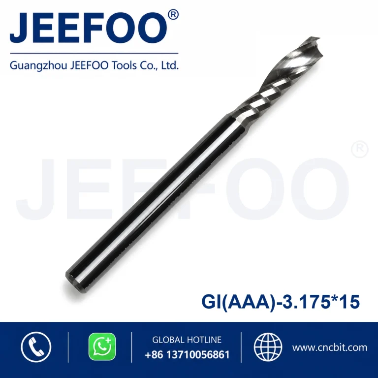3.175x15 AAA Grade Solid Carbide Single Spiral Flute CNC Router Bits, Burr-Free Precision Milling Cutter for Acrylic Sheet Plastic Engraving Cutting product image