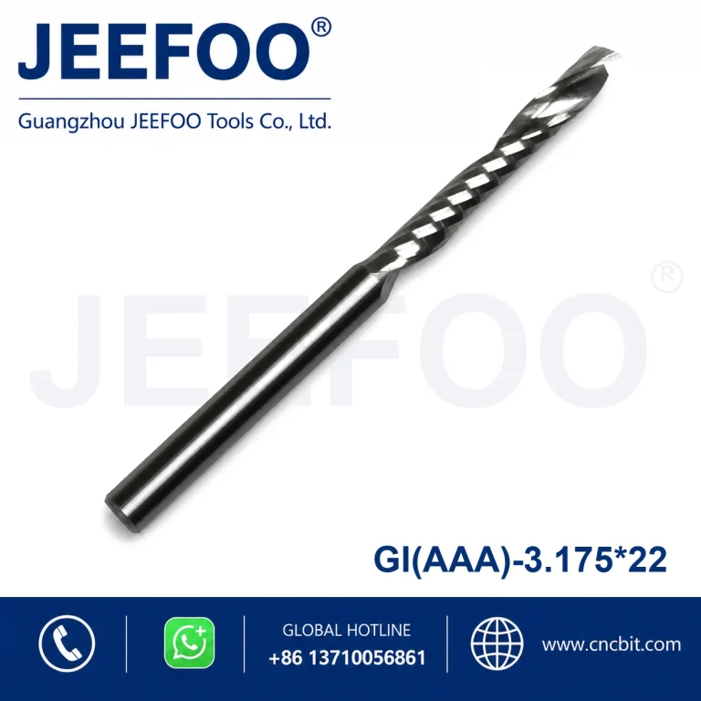 3.175x22 AAA Quality Single Flute Spiral CNC Milling Cutter, Wear Resistant Carbide Router Bit Perfect for Acrylic PVC Plastic Panel Carving product image