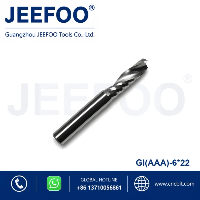 6x22 AAA Grade Single Flute Spiral CNC Router Bit, High Hardness Carbide Milling Tool for Smooth Edge Acrylic Plastic Machining product image