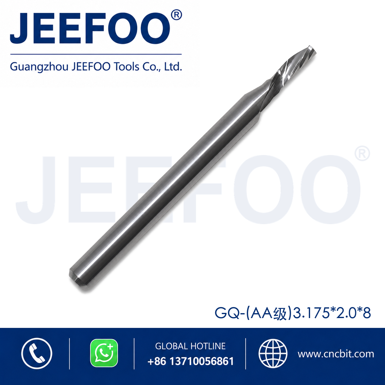 3.175x2.0x8 One Spiral Left-Helical Cutter