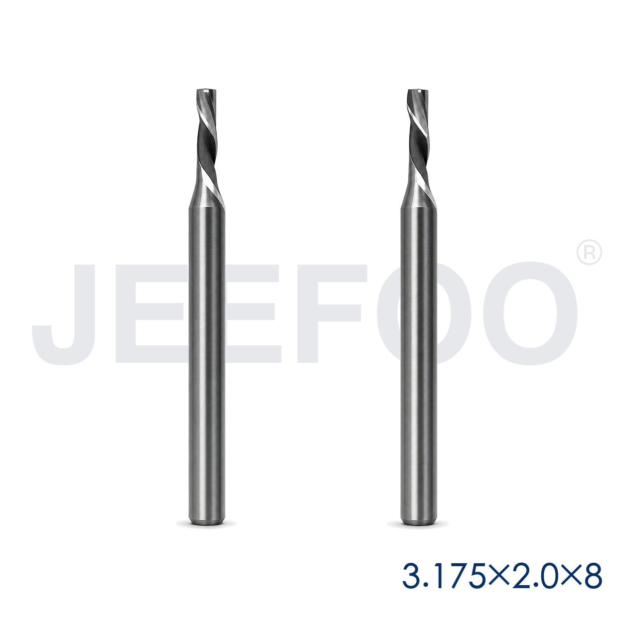 3.175x2.0x8 solid carbide left spiral cutter detail