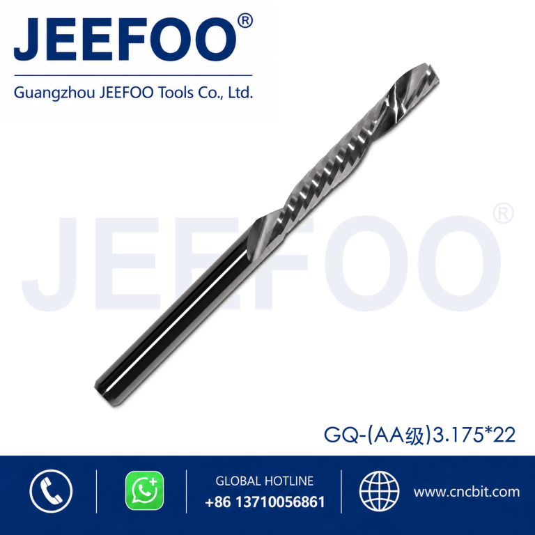 3.175x22 One Spiral Left-Helical Cutter – Solid Carbide Down Cut Router Bit product image