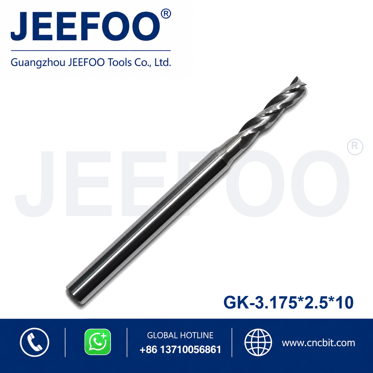 3.175x2.5x10 Three Flute End Mill CNC router bit