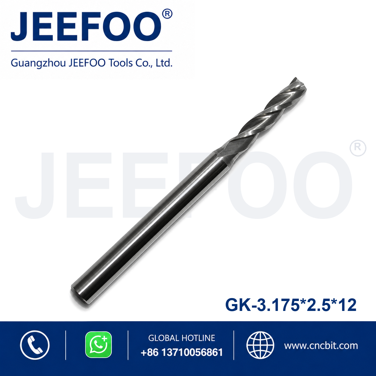 3.175x2.5x12 Three Flute End Mill CNC router bit