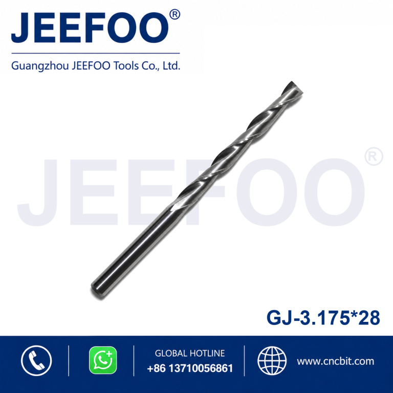 3.175x28 Two Spiral Flute Bits - Two Flutes Spiral Carbide Tools, Carving Tool Bits, End Mill Cutters for CNC Router Machine product image