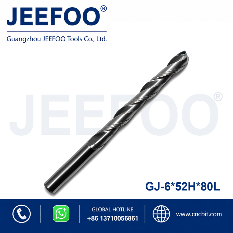6x52Hx80L Two Spiral Flute Bits - Double Flute Carbide Mill Spiral Cutter Wood CNC Router Bits Cutting Tools product image