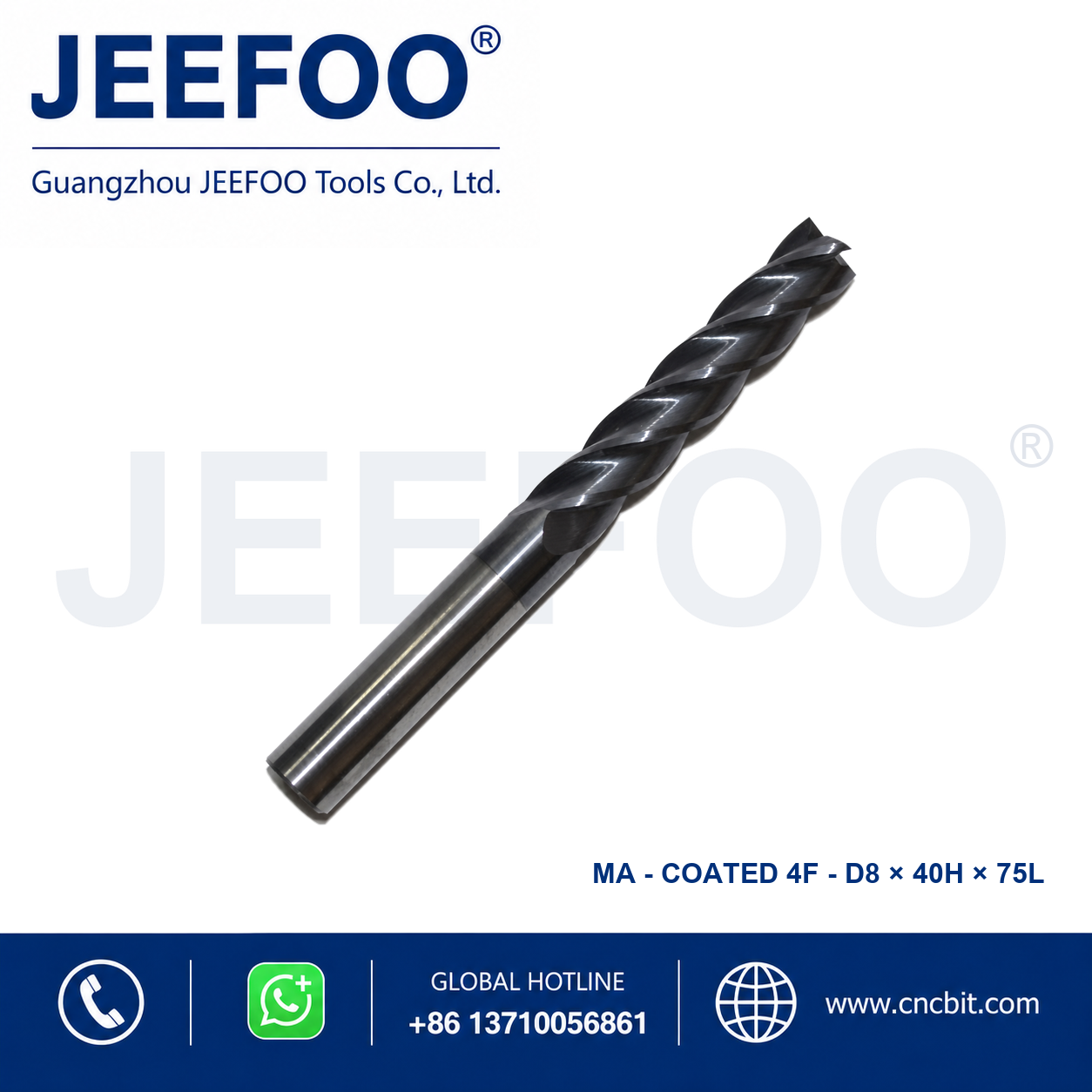 Coatedx8x40x75L Solid Carbide Square End Mill for metal machining