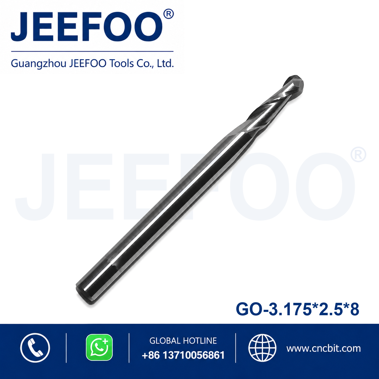 3.175x2.5x8 two flute ball nose end mill