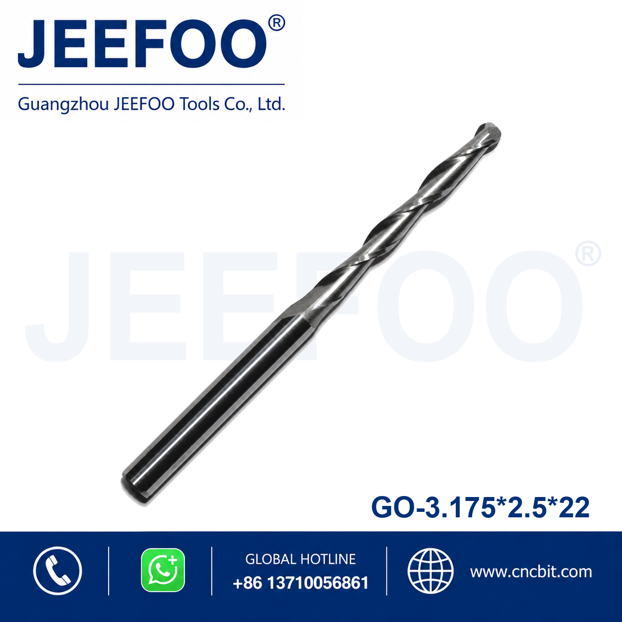 3.175x2.5x22 two flute ball nose end mill