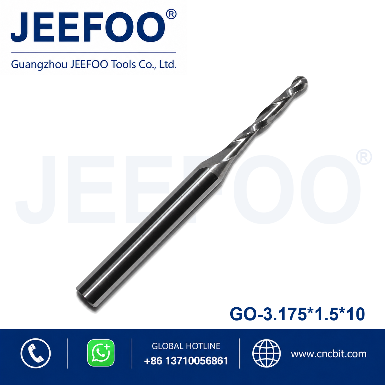 3.175x1.5x10 two flute ball nose end mill