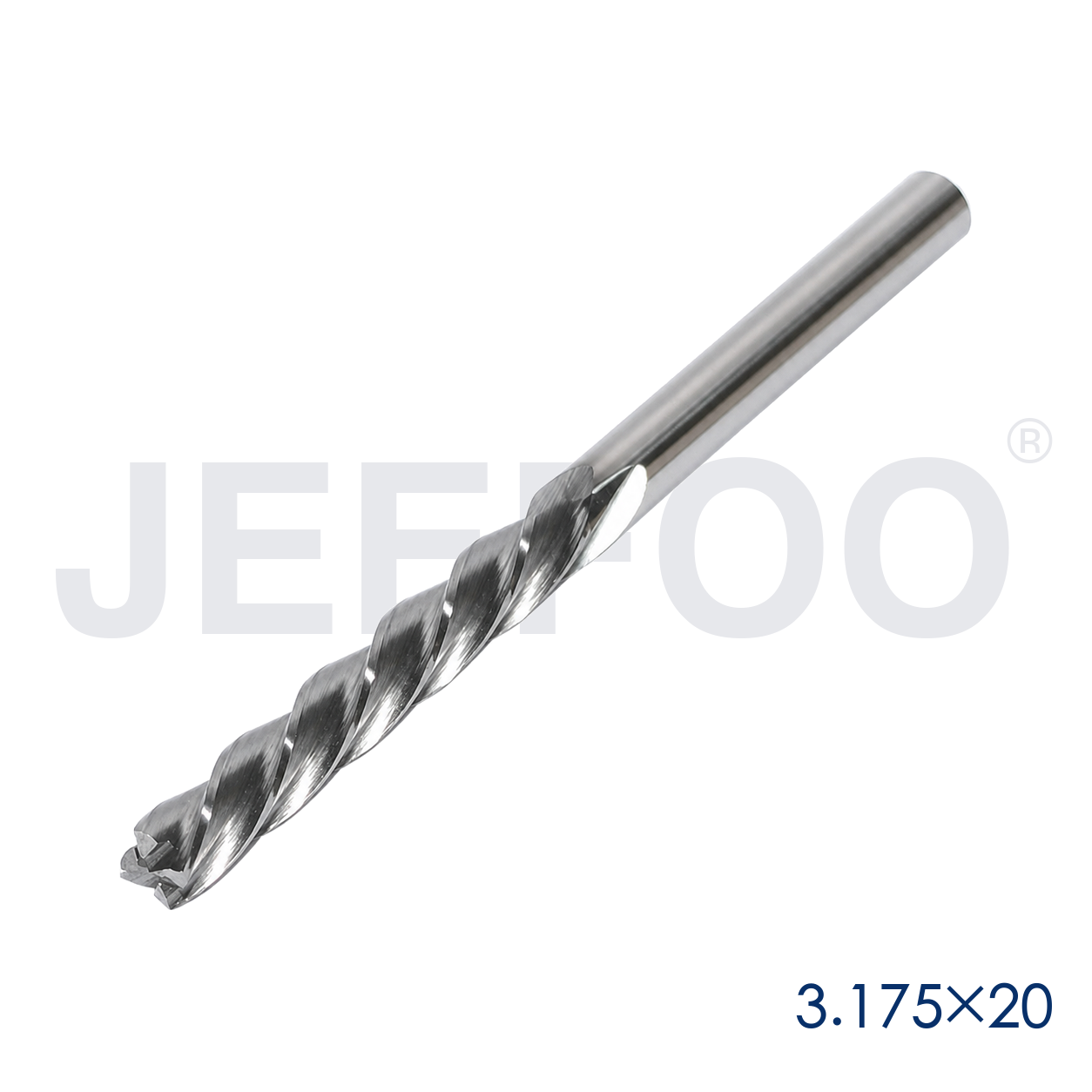3.175x20 Grade A 4 Flute Left Spiral Down Cut Router Bit detail 2