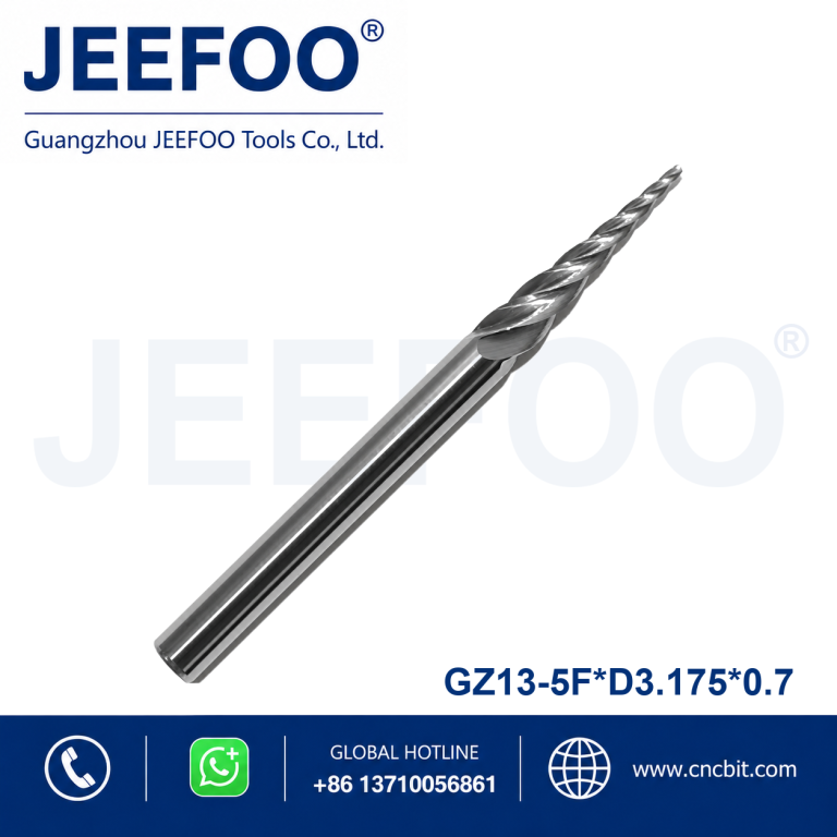 D3.175x0.7 Five Flute Spiral Tapered Router Bit product image