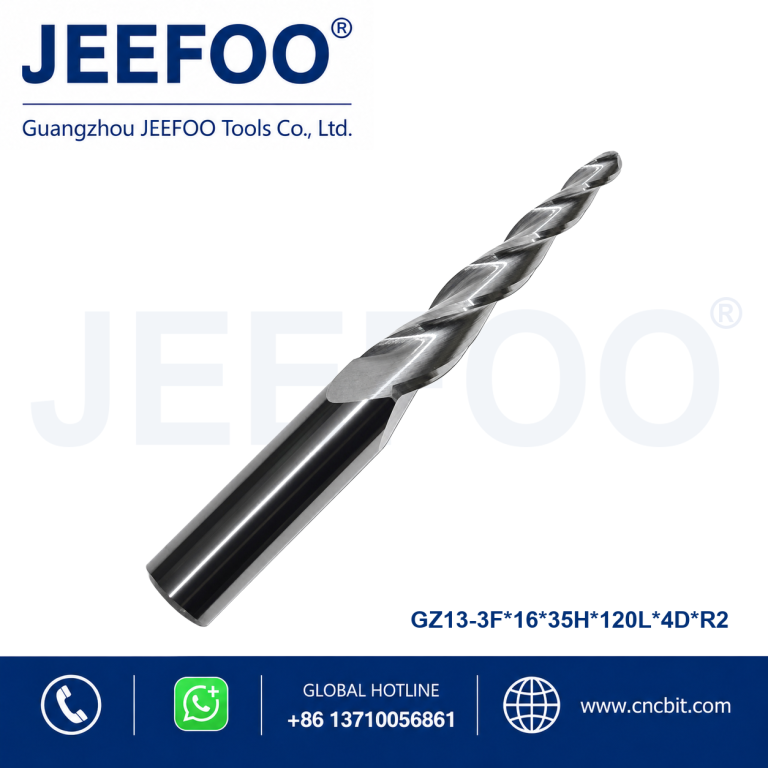16x35Hx120Lx4°xR2 Solid Carbide Three Flute Spiral Taper End Mill product image