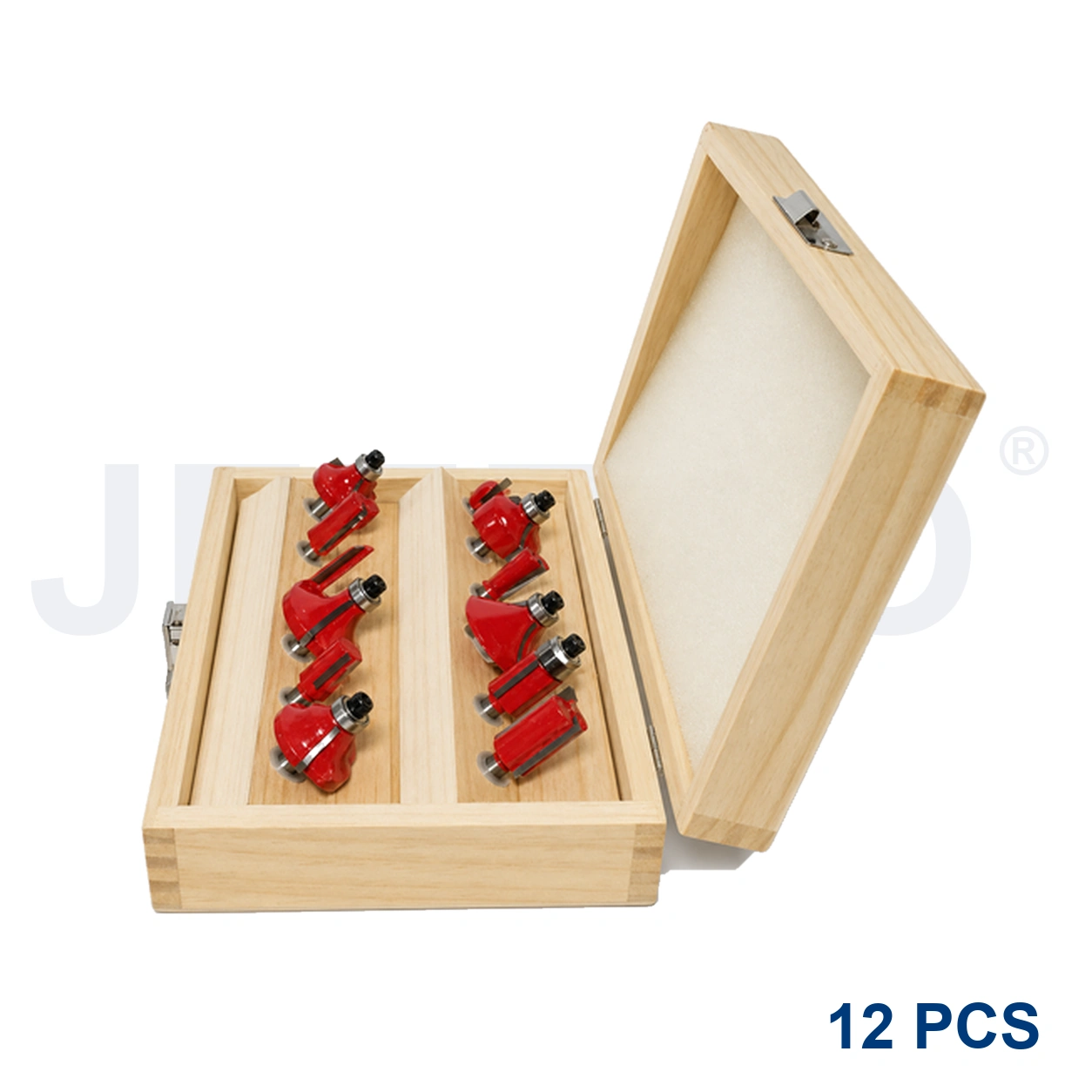 12-piece woodworking router bit set detail view